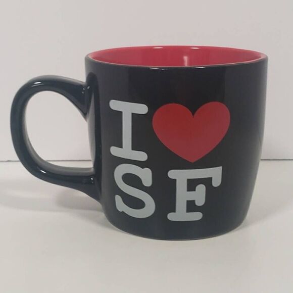 I Heart SF Coffee Tea Mug Cup 12 oz. Black Red‎ - Picture 1 of 8
